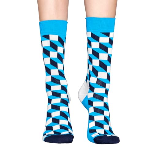 Happy Socks Illusion dimensional Filled Optic Socks (US, Numeric, 9, 11, Regular, Regular, Blue)