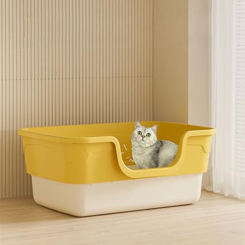 Arenero abierto para gatos, fácil de limpiar, rosa miniatura 6