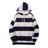 Xmiral Herren Streifenbluse lässige Langarm-Rippenärmel-Kapuzenoberseite Fleecejacke Herren Neongelb