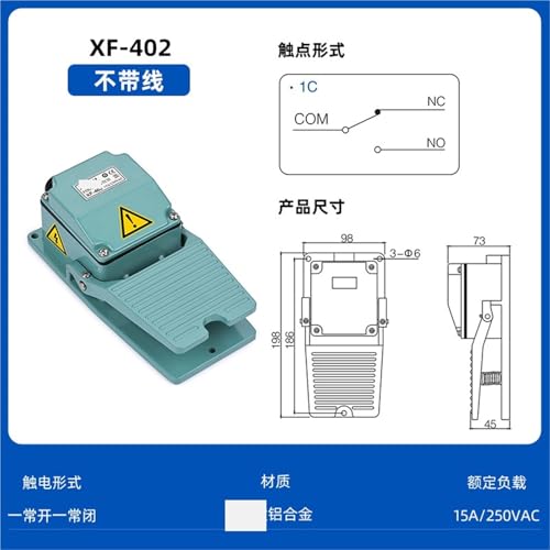 Interruptor de pedal Xf-402 en aleación de aluminio plata de máxima robustez estructural 2