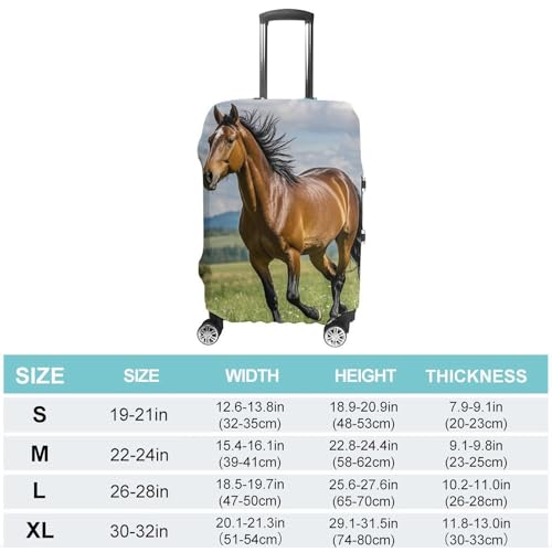 Horse Running in Field Printed Luggage Cover Protector, Fits 18-32 Inch Luggage2