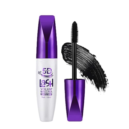 5D Waterproof Mascara Wimperntusche Lange Wimpern,Wasserfest Volum Pinsel Schwarz Wimpern,Long-lasting Mascara Cream Wimperntusche mit Silk Fiber,Nicht klumpender,Extra Volumen,Thick & Curl Eyelash