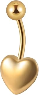 قطعة واحدة من اقراط الحب البسيطة من الستيل للسرة بتصميم شخصي على شكل قلب، حلقة اظافر ناعمة