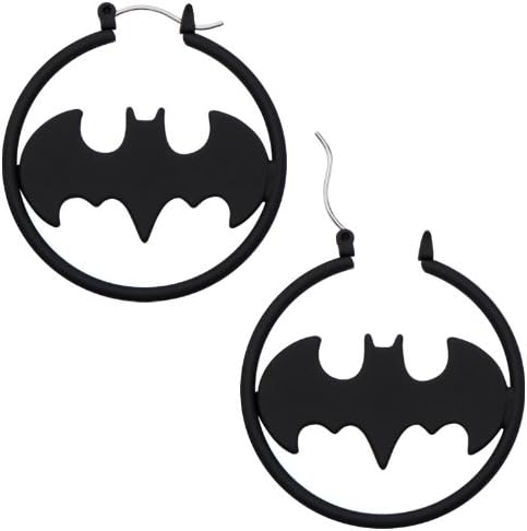 Body Accentz Earrings 316L Surgical Steel, Batman Matte Black Fashion 1.5