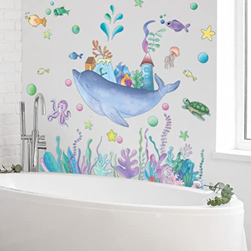 Beavorty 2 Folhas de Desenho Animado Com Tema Do Mundo Subaquático de Parede para Quarto de Criança
