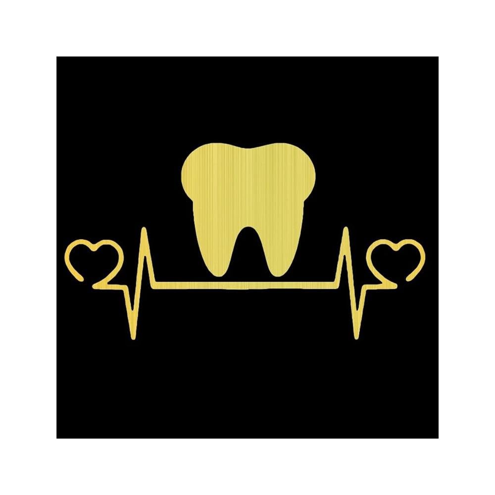 Car Stickers Vinyl Decal Tooth Teeth Lifeline Heartbeat Motorcycle Decorative(Golden)