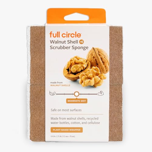 Full Circle Walnut and Cellulose Scrubber Sponges (Pack of 6)
