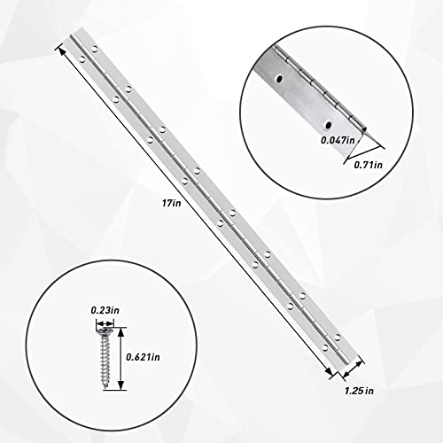 Janno 2Pcs 17Inch Stainless Steel 304 Piano Hinge, 0.05 Inch Thickness Heavy Duty Continuous Folding Hinge, High Polished Surface Hinge For Doors, Cabinet, Boxes, Home, Kitchen And Diy Wood Craft #TOP1