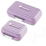 SMLOPLOM 2 Stück Tablettenbox (Groß + Klein), Pillendose Klein für Unterwegs, Reise und Tägliches Gebrauch usw, Tablettenbox 7 Tage wasserdicht und Einstellbare Datumsanzeige, Lila