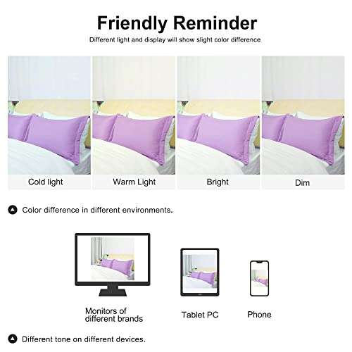 uxcell Pillow Shams 2 Pack Soft Brushed Microfiber Envelope Closure Pillowcases Standard(20"x26") Lavender by uxcell - Image 7