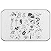 Oyihfvs Seamless Various Tattoo Elements Doodle Isolated on White Rectangle Ice Silk Dog Pet Pad, Soft Cooling Cat Mat Mattress, Washable Sleeping Pad for Puppy Cat Kennel (Medium) 23 x 38 inch