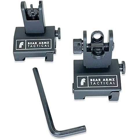 Flip Up Iron Sights | Co-Witness | Spring Loaded | Low Profile | Rapid Transition Front & Rear Iron Sights | Back Up Sights | BUIS for Picatinny Rail and Weaver Rails Cover