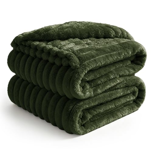 Image of BEDELITE Ribbe Blankets Queen Size for Bed, Olive Green, 90 inchx90 inch