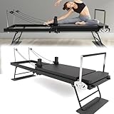 XCSCUK Cama de Pilates, reformador de Pilates Plegable, Equipo de Entrenamiento de Ejercicios de Yoga con 5 Cuerdas de Resistencia, Adecuado para el hogar, Gimnasio (Black)