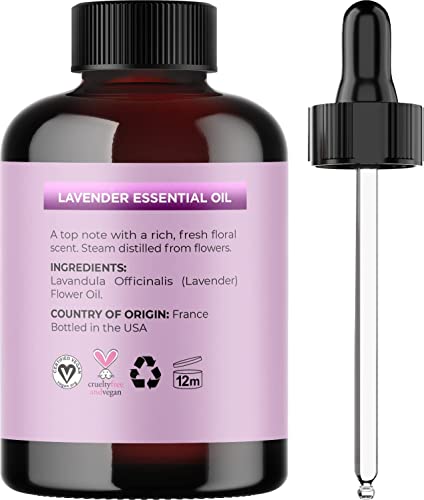 Pure Lavender Essential Oil 4Oz - Relaxing Lavender Oil Essential Oil For Diffuser Aromatherapy Sleep And Mood - Pure Lavender Oil For Hair Skin And Nails Plus Calming Aromatherapy Oil For Diffuser #TOP2