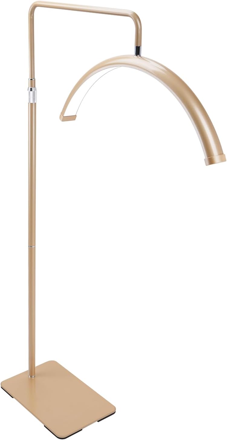 22-inch Floor Half Moon LED Lamp for Lash Extensions, Eyelash Techs & Estheticians | Larger & Brighter | Dimmable, Adjustable Height, Rotating Head, Shadowless Light (Gold)