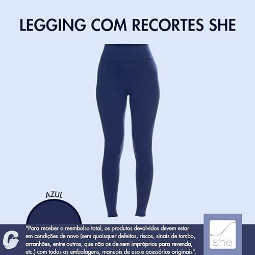 Calça Legging Feminina Legging Academia Calça Academia Cintura Alta Fitness She by Mash Feminina, Az