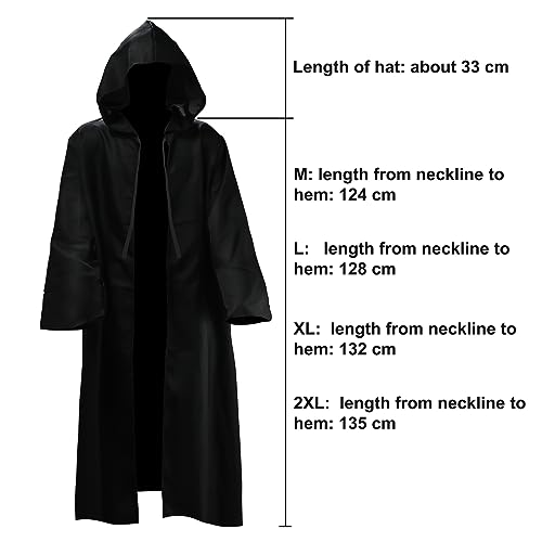 Faburo Black Hooded Cloak, Halloween Costumes for Men Halloween Cosplay Sets, Halloween Witch Cosplay Robe Costume - Image 2
