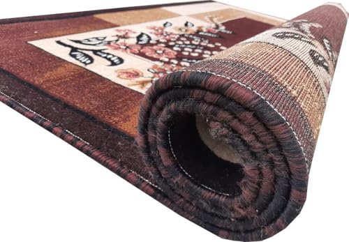 Image of Soft Premium Brown Carpet 5x7 ft Rectangular Washable, Anti-Skid, Fade-Resistant Acrylic Rug for Living Room, Hall, Bedroom, Modern Decor