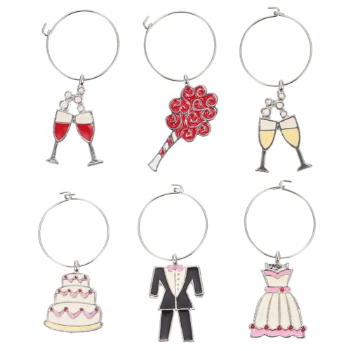 HEALEEP 6pcs Wine Glass Charms Creative Drink Markers for Weddings Bachelorette Parties Gatherings Reusable Wine Glass Decors to Enhance Your Celebrations