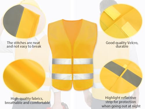 Hitopin 10PCS Reflective High Visibility Vests, Hi Vis Safety Vests, High Vis Jacket with 2 Reflective Strips - Image 2