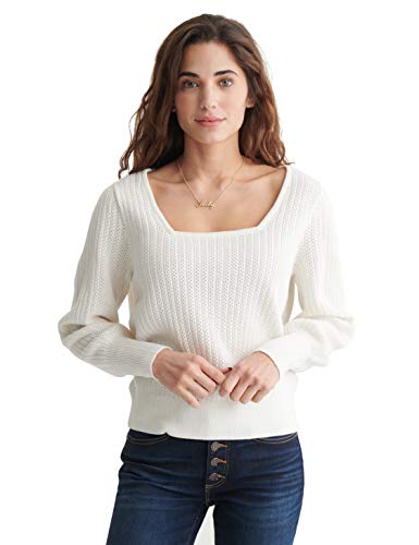 Lucky Brand Women's Long Sleeve Soft Spoken Square Neck Pullover Sweater, Marshmallow, Xxl #TOP16