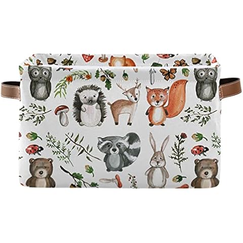 senya Storage Bin Basket 1 pcs Large Foldable Clothes Bag Collapsible Fabric Laundry Hamper Folding Washing Bin (Rectangle-Cute Woodland Animals) Cover