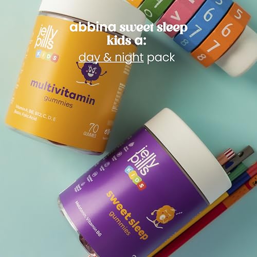 Jelly Pills 70 Melatonina Gummies E Vitamina B6 Bambini - Senza Zuccheri Aggiunti - 0.5 Mg Dose Giornaliera Di Melatonina Per Un Buon Sonno Notturno - Gusto Di Frutti Di Bosco 10 Settimane - 8