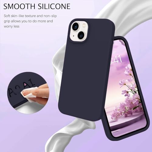 Image of DIZORO Microfiber Candy Case Compatible for iPhone 13 / iPhone 14 6.1 Inch Shockproof Slim Back Cover Liquid Silicone Case (Deep Purple)