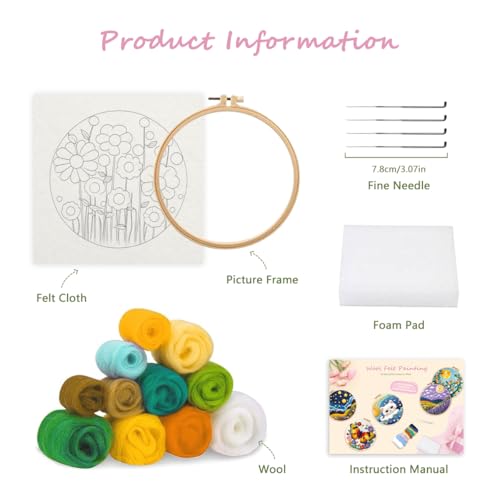 image for yesJRL Needle Felting Kits Beginners, Natural Landscape DIY Wool Needl