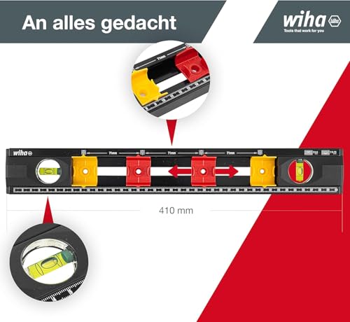 Wiha Wasserwaage Elektriker 40cm für Profis mit Markierungshilfe für Elektro Installationsarbeiten Abstandmarkierung Unterputzdosen +… – Ansicht 2