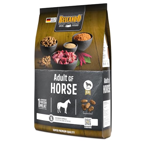 BELCANDO Adult GF Horse [4kg] Hundefutter | Trockenfutter ohne Getreide mit Pferd | Alleinfuttermittel für ausgewachsene Hunde Aller Rassen ab 1 Jahr