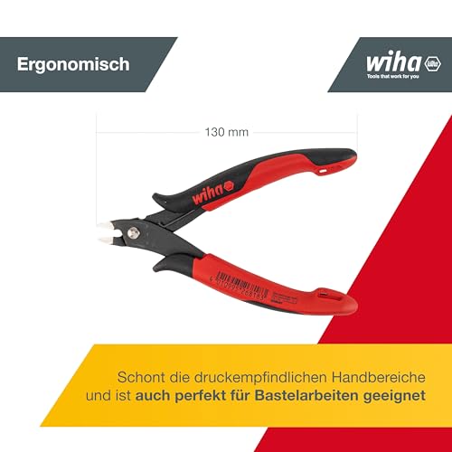 Wiha Präzisions Seitenschneider Elektronik klein (27391) breiter, spitzer Kopf ohne Wate 130mm I Drahtschneider Elektroinstallation I in… – Ansicht 4