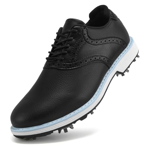 Zapatos de golf SDEQA para mujer, alta gama en cuero impermeable con 9 clavos de tracción