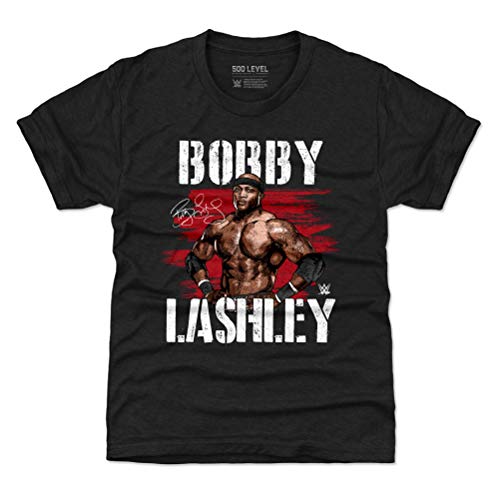500 LEVEL Bobby Lashley WWE Youth Shirt (Kids Shirt, 8Y Medium, Tri Black) - Bobby Lashley Dominance WHT