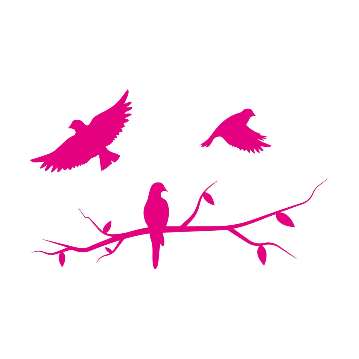 Wall Vinyl Sticker Decor Birds Flying Three Birds Branch 72x120.5cm Waterproof Extra Large Rosered