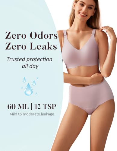 Image of AIRCUTE Washable Urinary Incontinence Protective Underwear for Women Leak Proof Absorbent Reusable Panties 60ML 1 Pack (Dusk, 3X-Large)