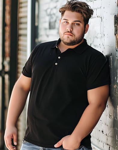 Big and Tall Polo Shirts for Men Short Sleeve Casual Cotton Mens Golf Shirt Classic Button Down Sport Work Shirts3