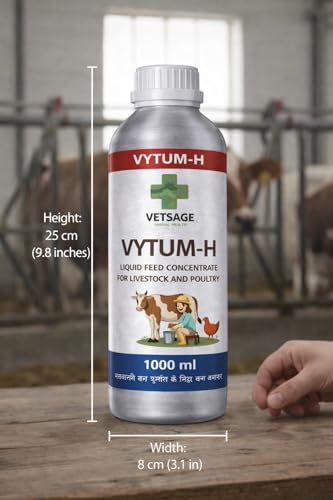 Image of VETUM H-Liquid Feed Supplement for Cattle, Livestock, and Pets, Liquid Nutritional Concentrate for Daily Dietary Management and Animal Wellness Support | 1000 ml