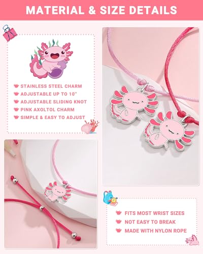 First Day of Preschool/Kindergarten Gifts for Girls Kids, Cute Axolotl Bracelet Set for 2 Back to School Gifts for Mom and Daughter4