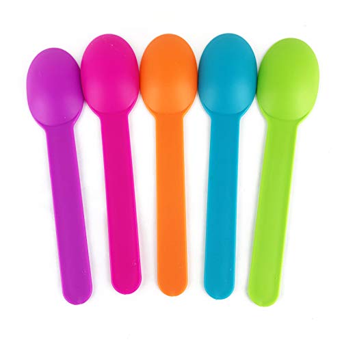Worlds Disposable Mixed Corlor Eco-Friendly Plastic Spoons Frozen Yogurt Ice Cream Spoons,Frozen Dessert Spoons 50 Count thumb #2