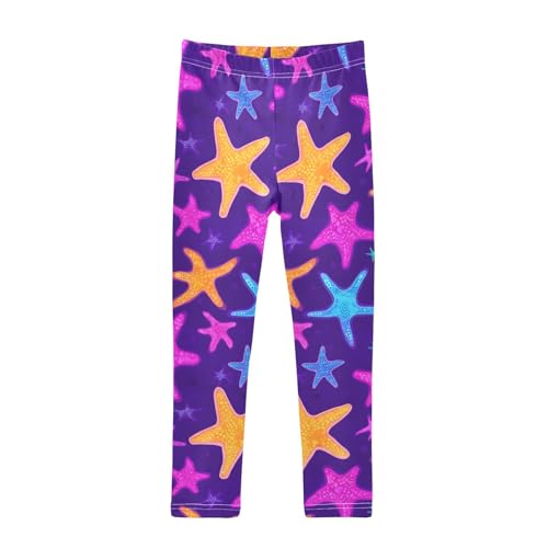 ALAZA Girls' Leggings Children's Yoga Pants Skinny Printed Dance Bright Starfish Comfortable 4T