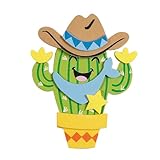 Western cowboy theme craft kit features an adorable smiling cactus character with cowboy hat, sheriff star badge, blue scarf and orange pot that kids ages 4-8 and 8-12 will love creating and displaying Mess-free crafting experience with pre-packaged ...