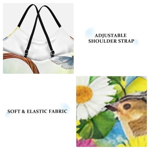 Garden Colorful Birds Kids Swim Suits for Girls Quick Dry Crossback One Piece Swimsuit 3T3