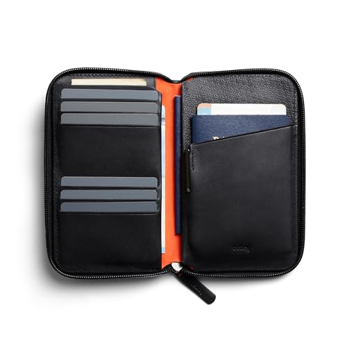 Image of Bellroy Travel Folio - Carryology Essentials Edition (RFID-Blocking Leather Zip Wallet for Passport, Cards, Cash) - BlackAsh