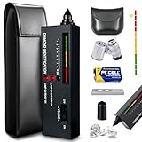 Bolígrafo probador de diamantes, probador de diamantes de joyería con mini selector de diamantes de aumento LED de 60X para principiantes y expertos