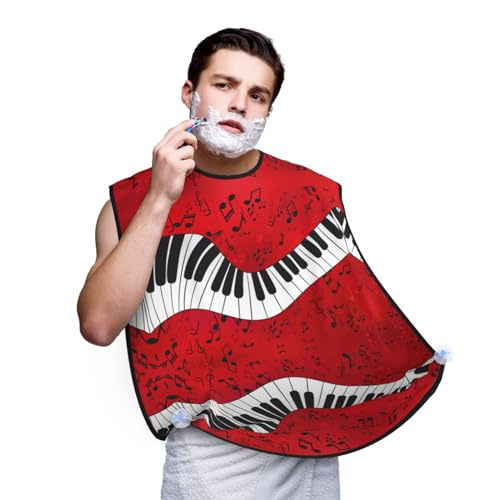 YQxwJL Music Note Piano Print Beard Bib Apron, Shaving Apron For Dad, Men'S Hair Catcher For Shaving Best Gifts For Dad