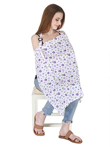 Image of Switchon Feeding Apron Cover Cotton Maternity Baby Breastfeeding Multipurpose for Mothers (Pink-Red) Floral Printed Proudly Made in India (Purple)