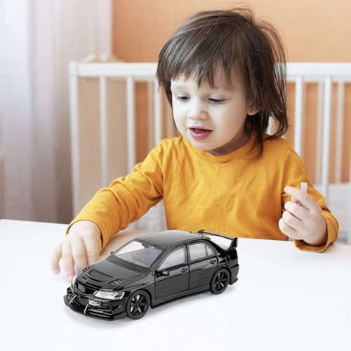 Image of FEXXA Toy Car Compatible for 1:32 Mitsu bishi Lancer Evolution Model, Pull Back Diecast Collectible Car with Sounds & Lights for Kids Boys Girls and Adults, Gift (Black)