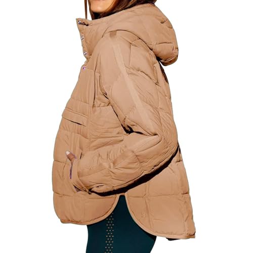Gloryboom Women's Oversized Hooded Puffer Jacket, Lightweight Warm Pullover for Fall Winter Coat Tops Outwear3